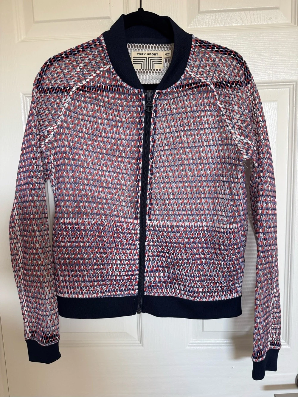 Tory Sport - Woven Multi-Color Bomber Jacket with Navy Trim